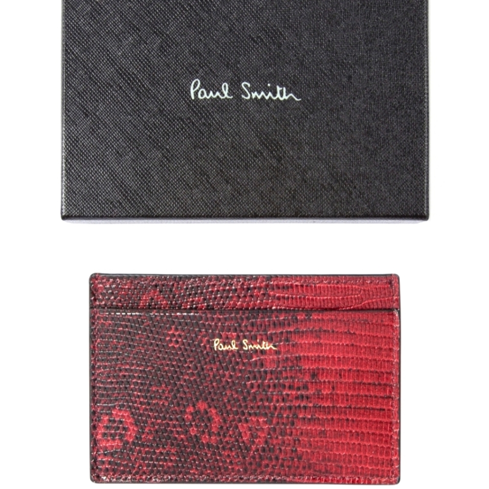 ⚡️RARE⚡️ PAUL SMITH Burgundy Lizard Embossed Card Holder *NEW W/TAGS* $195 🦎